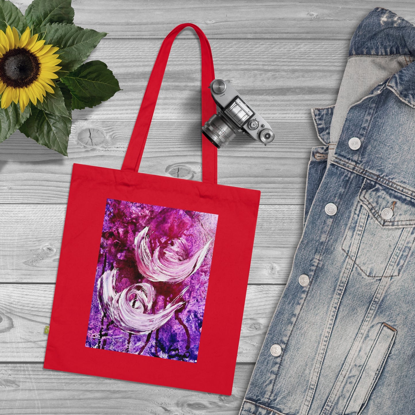 Luomupuuvillainen kangaskassi, Love Path, Art Design by Sincthus