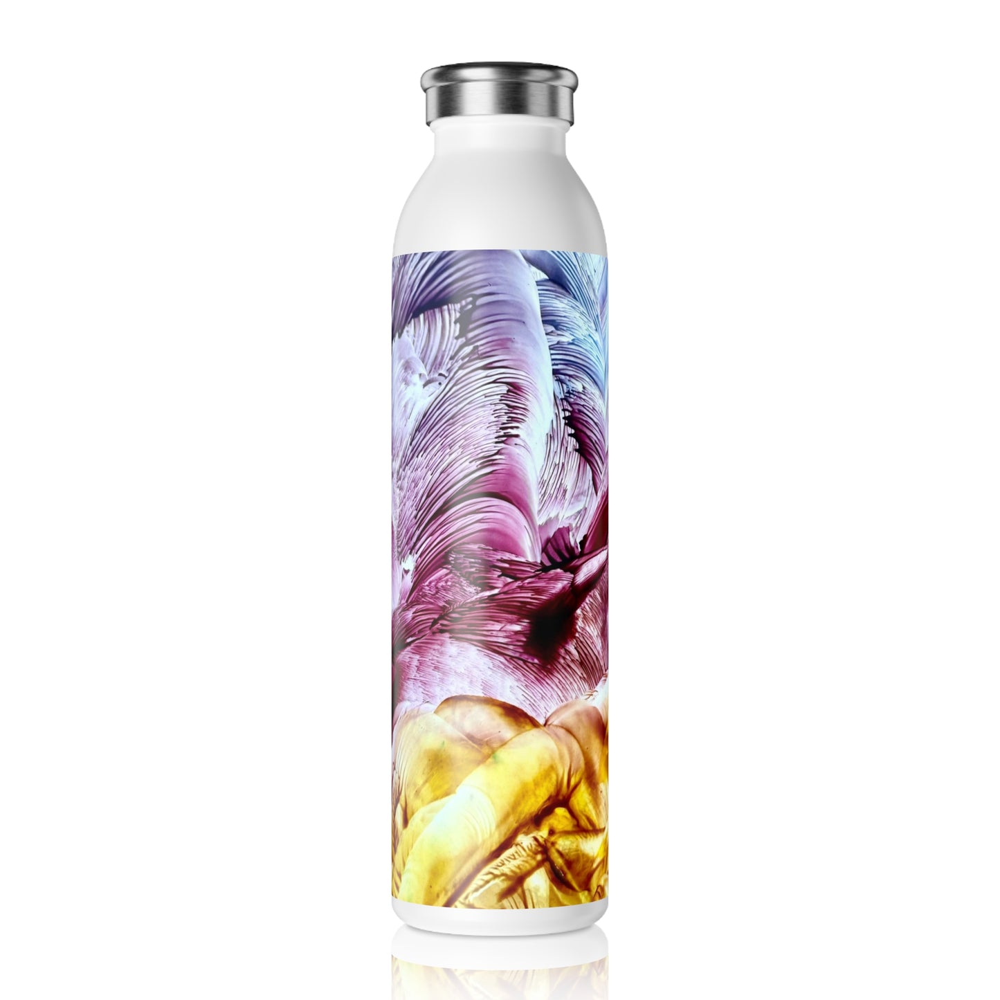 Stylish Slim Water Bottle, Waves, Art Design by Sincthus