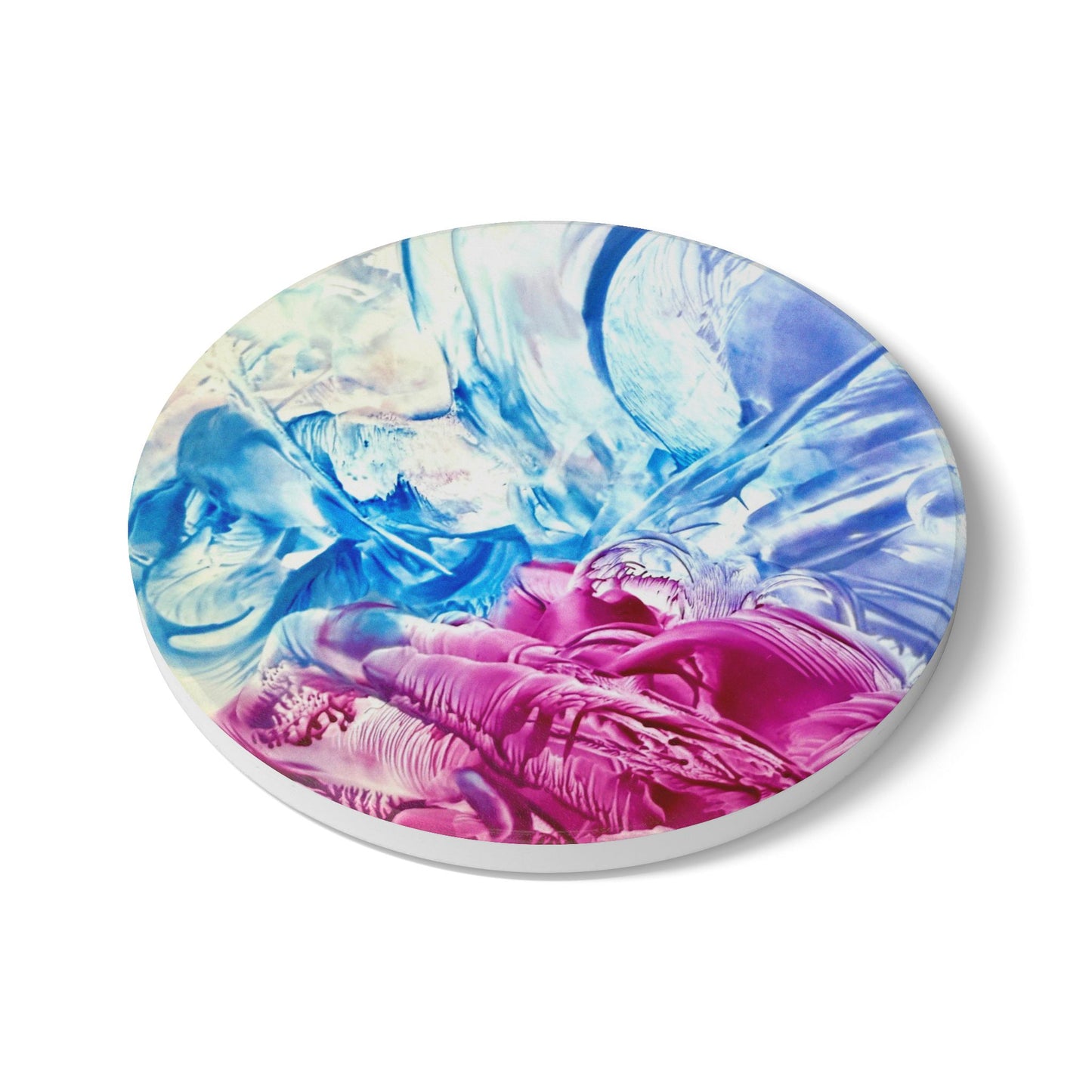 Ceramic Coaster, White Horse, Art Design by Sincthus