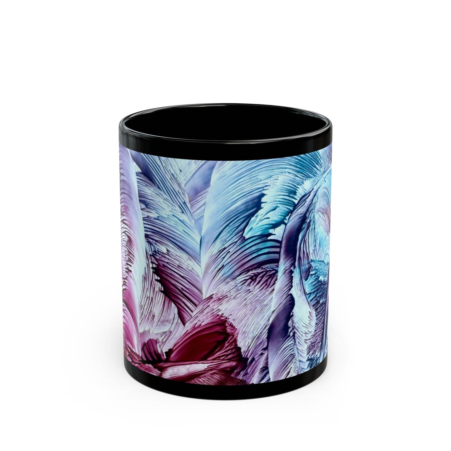 Black Ceramic Mug, Waves, Art Design by Sincthus