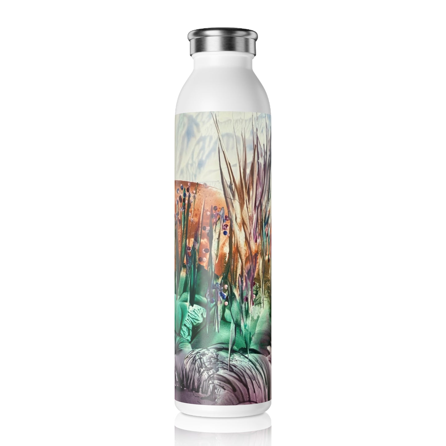Stylish Slim Water Bottle, Landscape, Art Design by Sincthus
