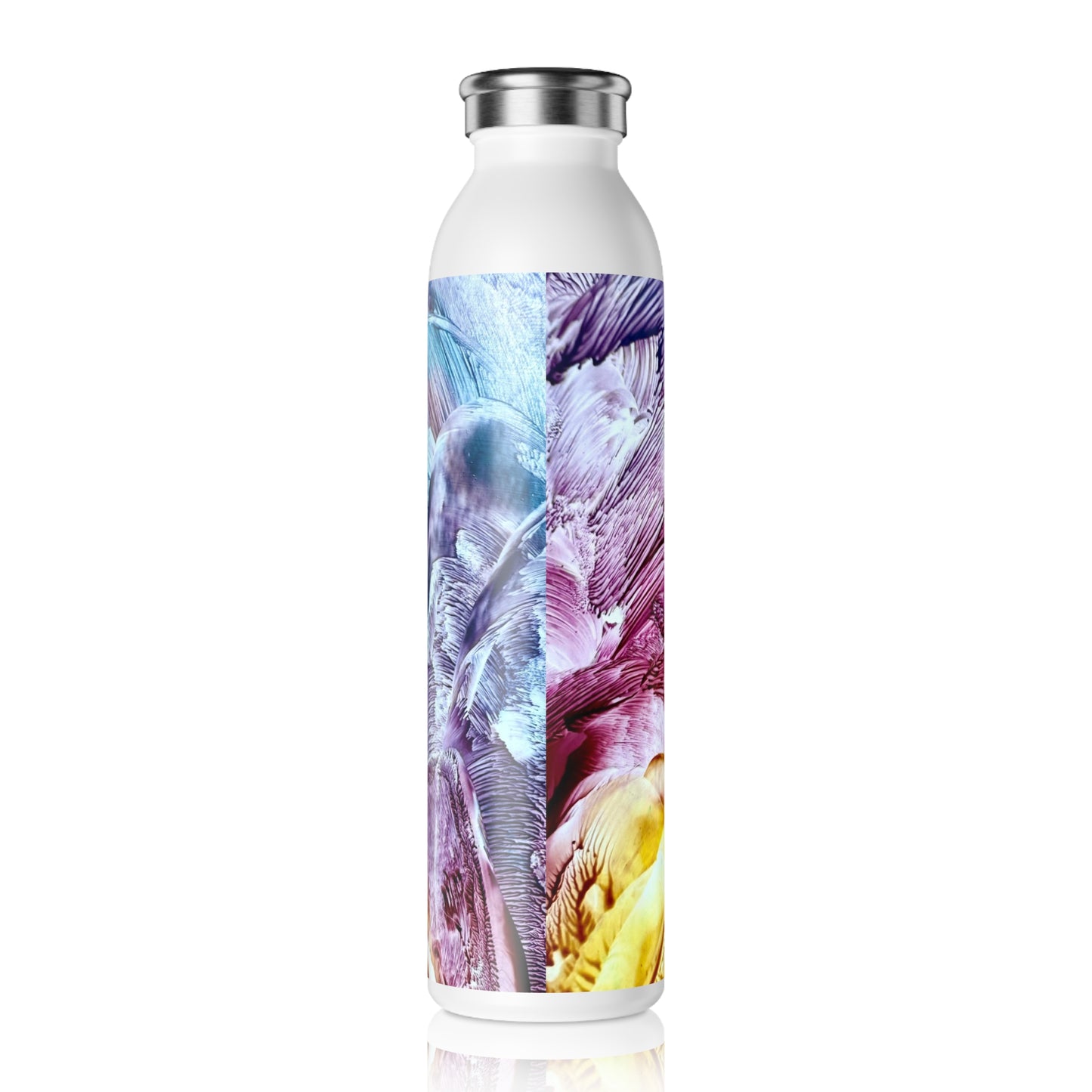 Stylish Slim Water Bottle, Waves, Art Design by Sincthus