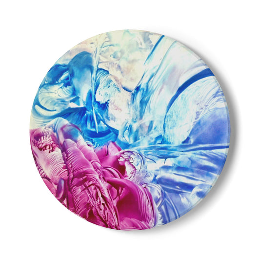 Ceramic Coaster, White Horse, Art Design by Sincthus