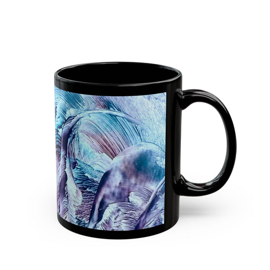 Black Ceramic Mug, Waves, Art Design by Sincthus