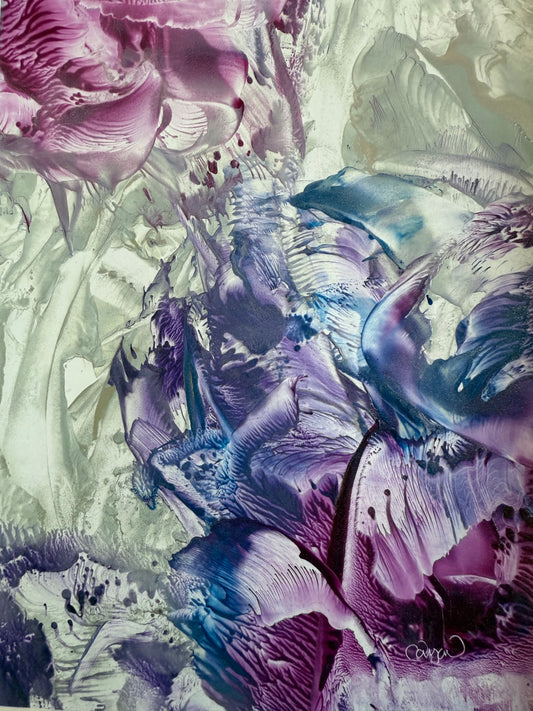 Where Silver Blooms, 2025, Original Encaustic Painting